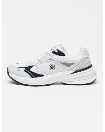 Pantofi sport de plasa si piele ecologica, Negru/Alb murdar