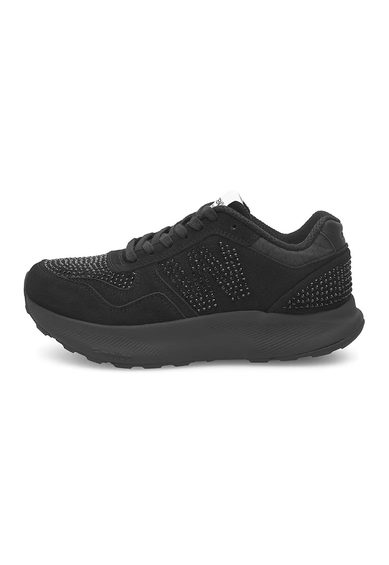 Pantofi sport de piele intoarsa Mathilde Crystal, Negru