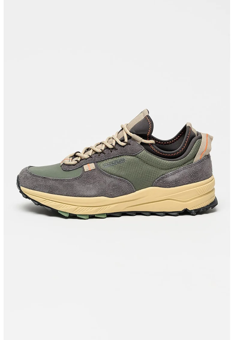 Pantofi sport cu garnituri de piele Vortec, Verde pal/Gri inchis