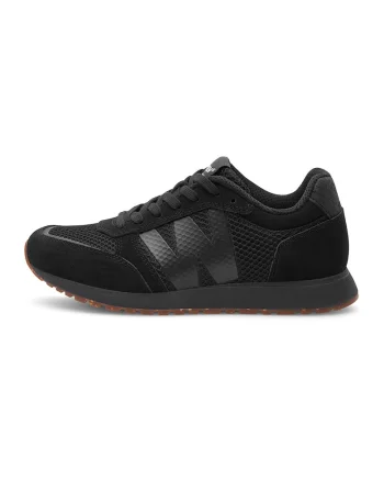 Pantofi sport de piele intoarsa cu garnituri de plasa, Negru