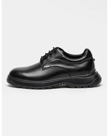 Pantofi din piele cu model uni, Negru