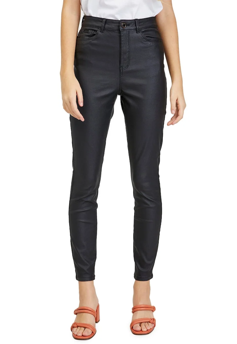 Pantaloni skinny cu talie inalta, Negru