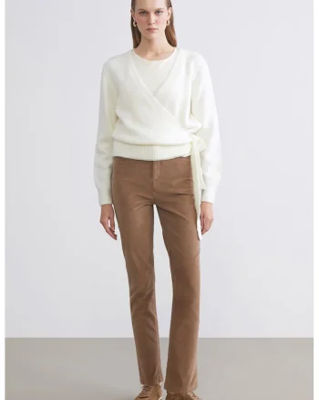 Blugi skinny cu talie medie, Maro deschis
