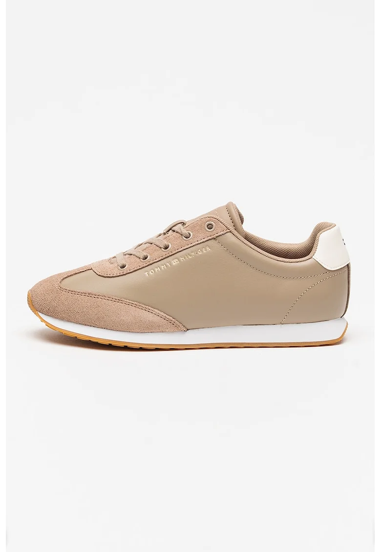 Pantofi sport de piele si piele intoarsa Heritage Runner, Maro deschis