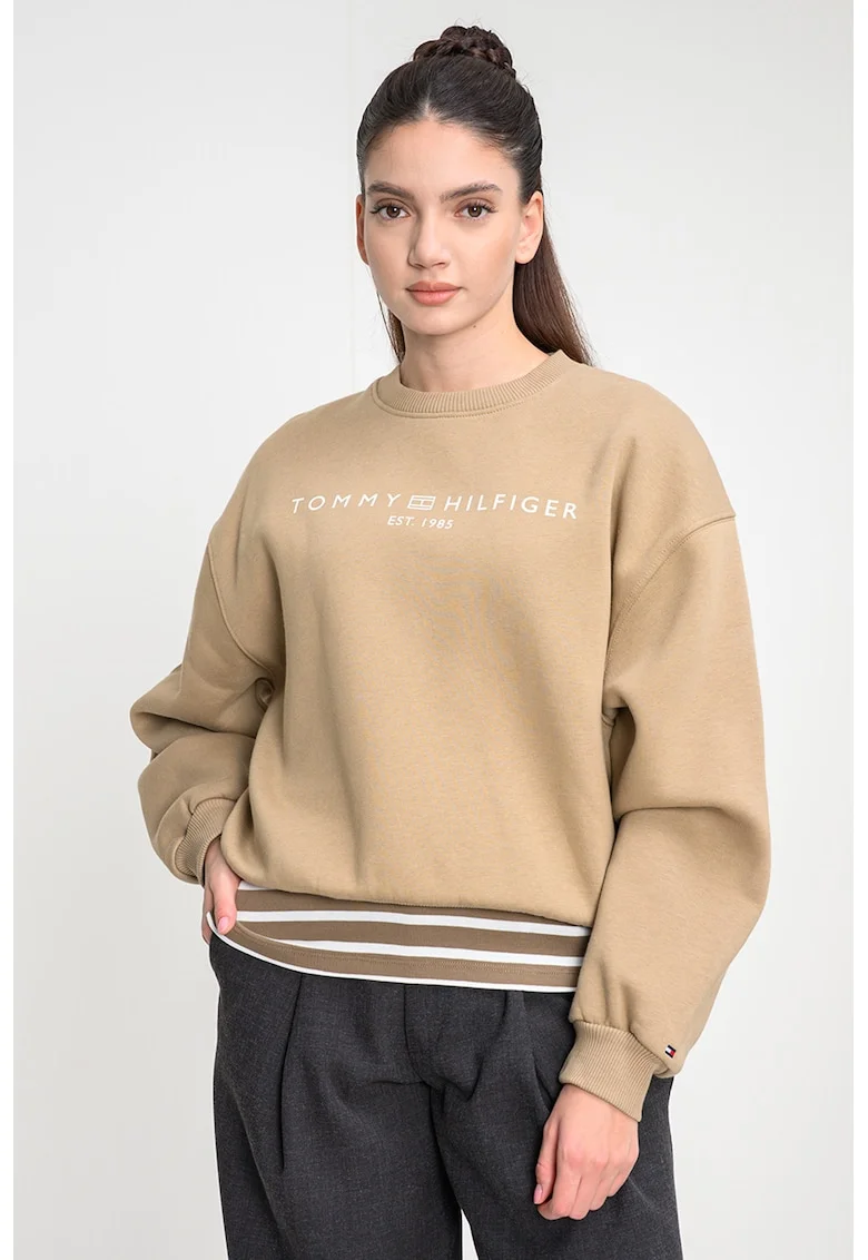 Bluza de trening cu croiala regular-fit si logo, Maro deschis