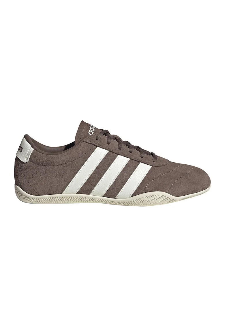 Pantofi sport Grand Court din piele intoarsa si piele, Alb/Maro deschis