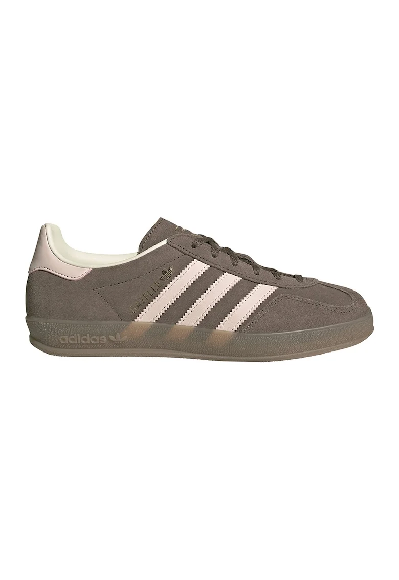 Pantofi sport Gazelle Indoor cu piele intoarsa, Maro deschis/Roz pal