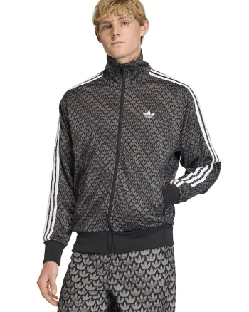 Bluza de trening cu fermoar si logo Firebird, Negru/Gri inchis