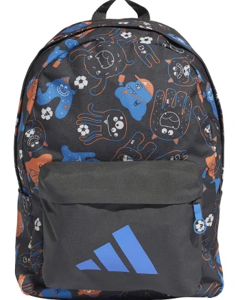 Rucsac cu model si buzunar frontal, Gri/Portocaliu/Albastru deschis