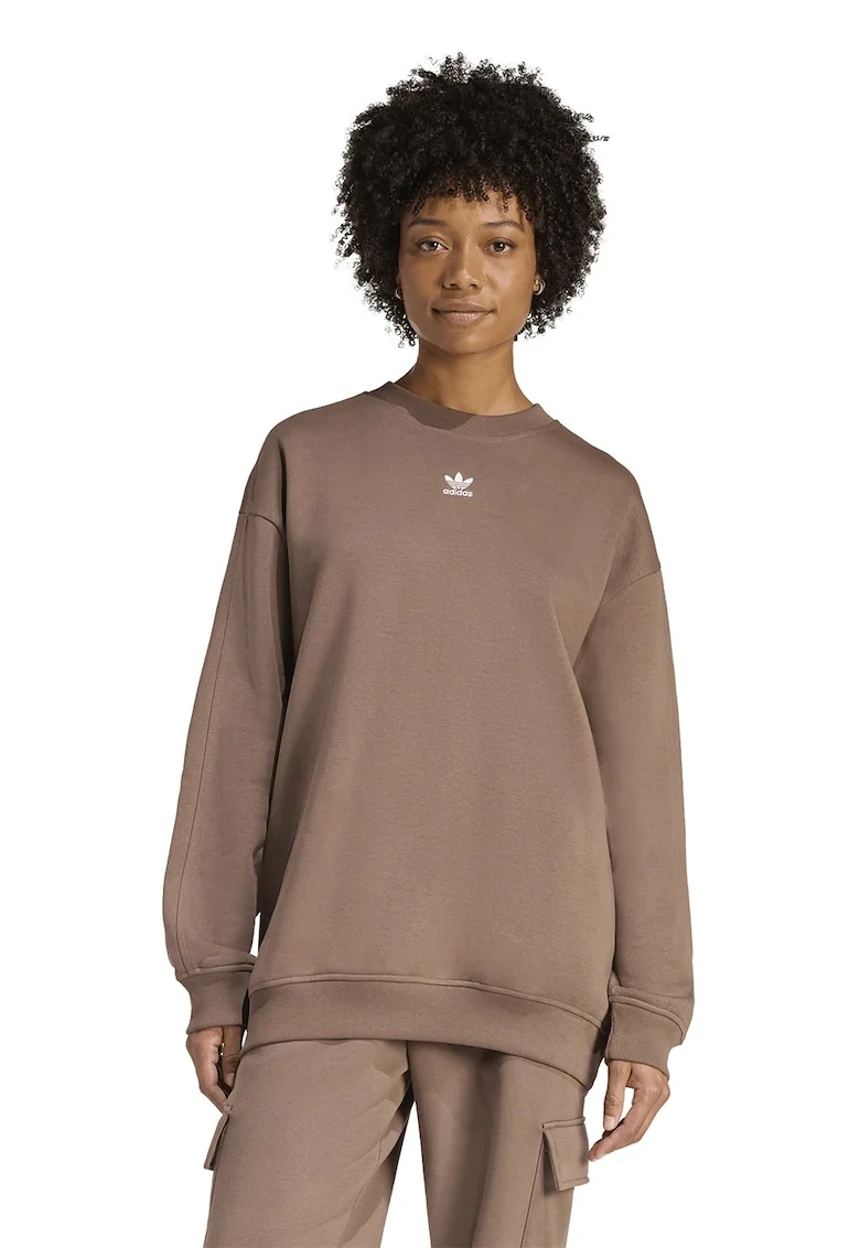 Bluza de trening supradimensionata cu captuseala calduroasa Essentials, Maro deschis