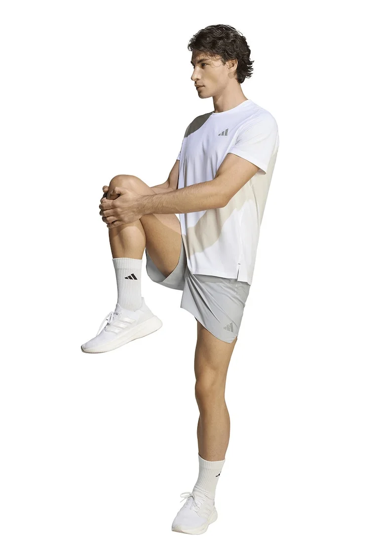 Pantaloni scurti cu logo, pentru alergare Run Est, Gri