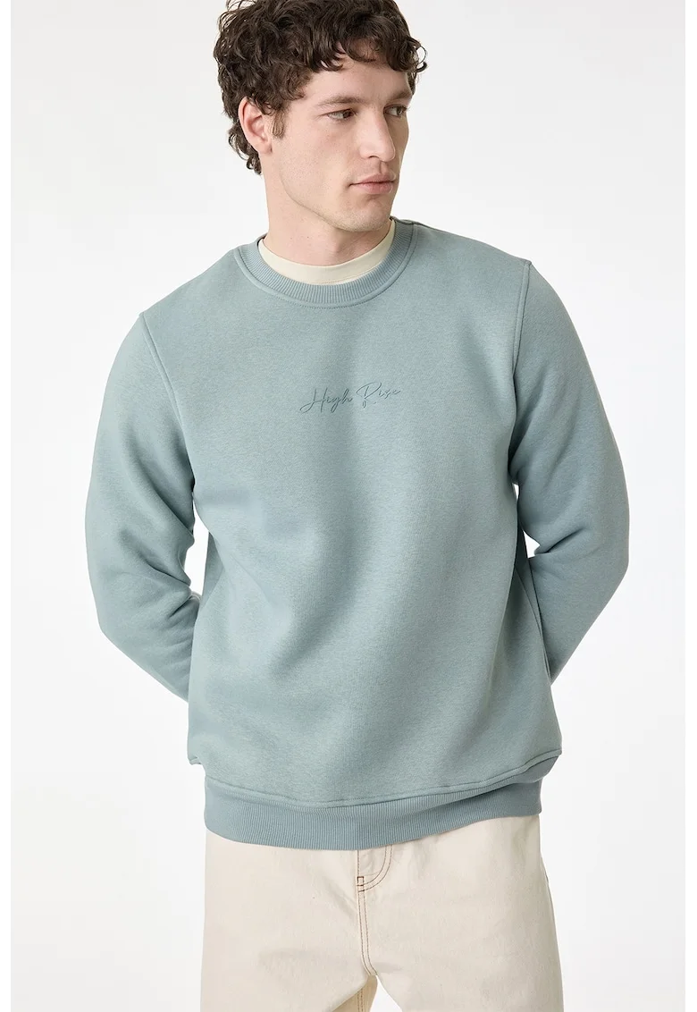Bluza regular fit de trening cu decolteu la baza gatului, Albastru prafuit