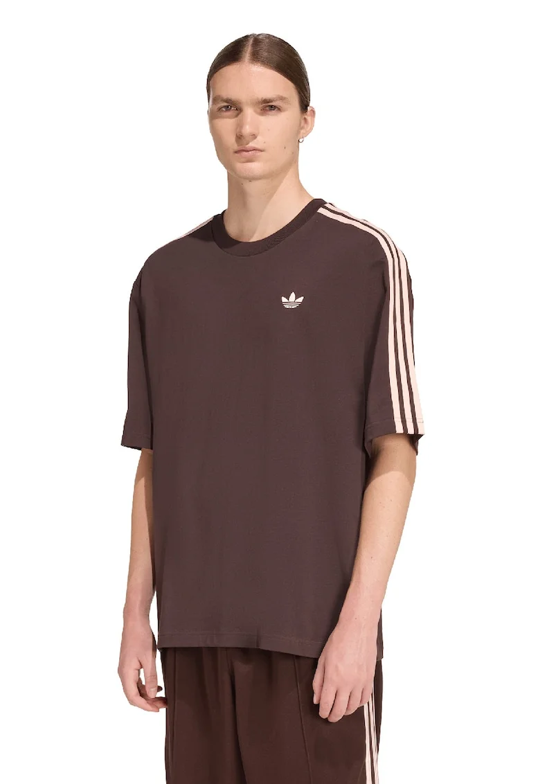 Tricou supradimensionat cu logo Adicolor, Maro inchis/Maro deschis