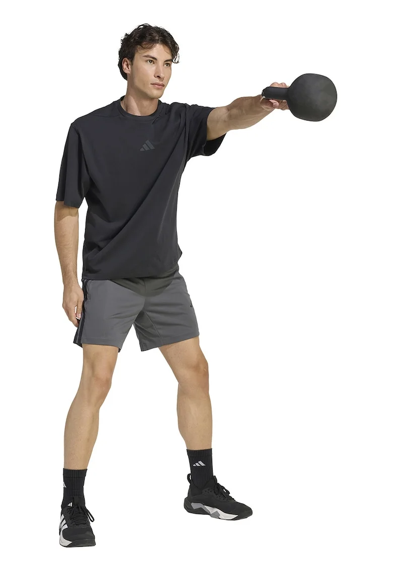 Pantaloni scurti cu buzunare cu fermoar pentru fitness We Bas, Gri inchis