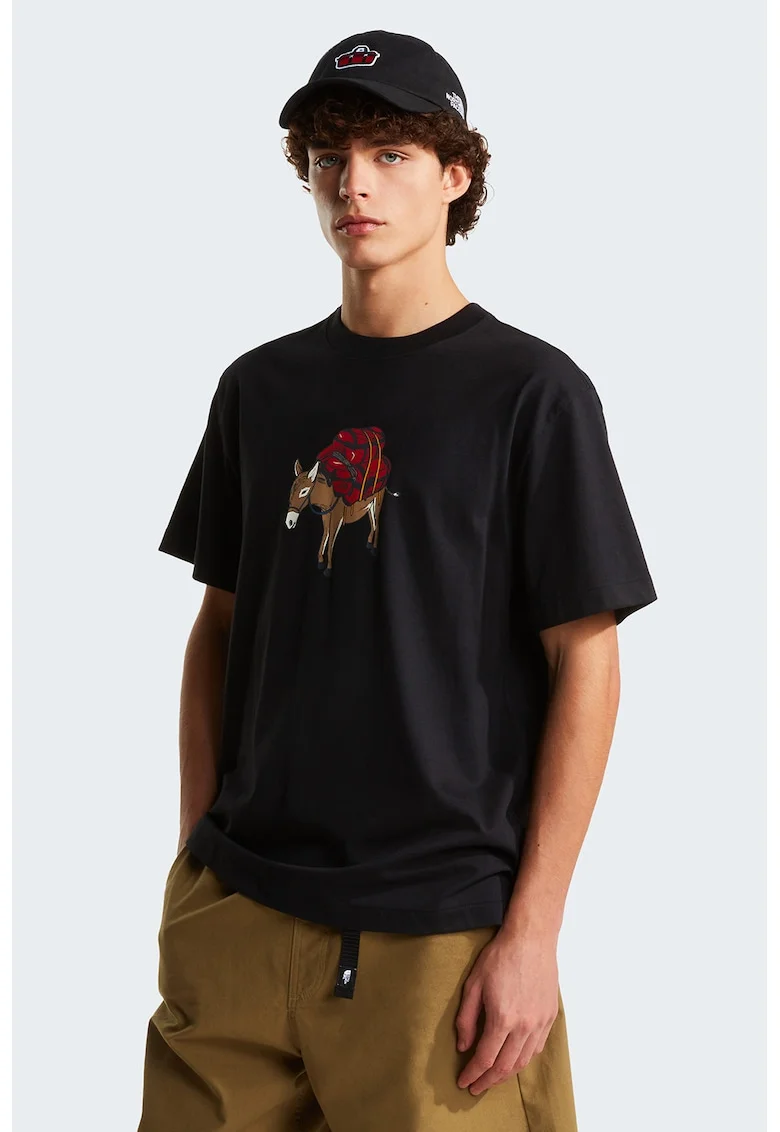 Tricou relaxed fit Donkey, Rosu/Negru/Maro deschis