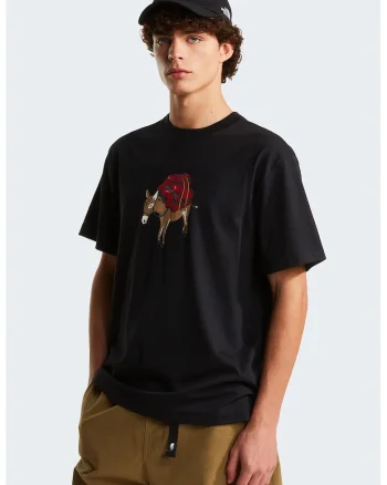 Tricou relaxed fit Donkey, Rosu/Negru/Maro deschis