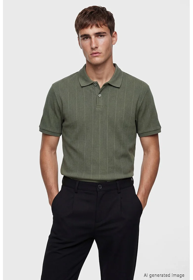 Tricou polo cu croiala regular-fit, Verde stins