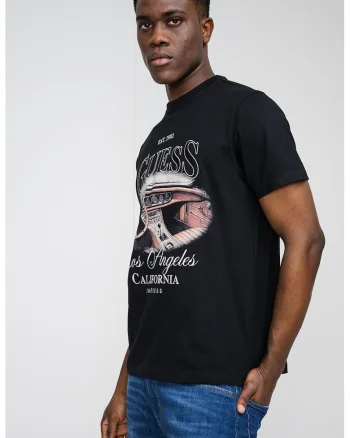 Tricou de bumbac cu imprimeu logo, Alb/Negru/Maro deschis