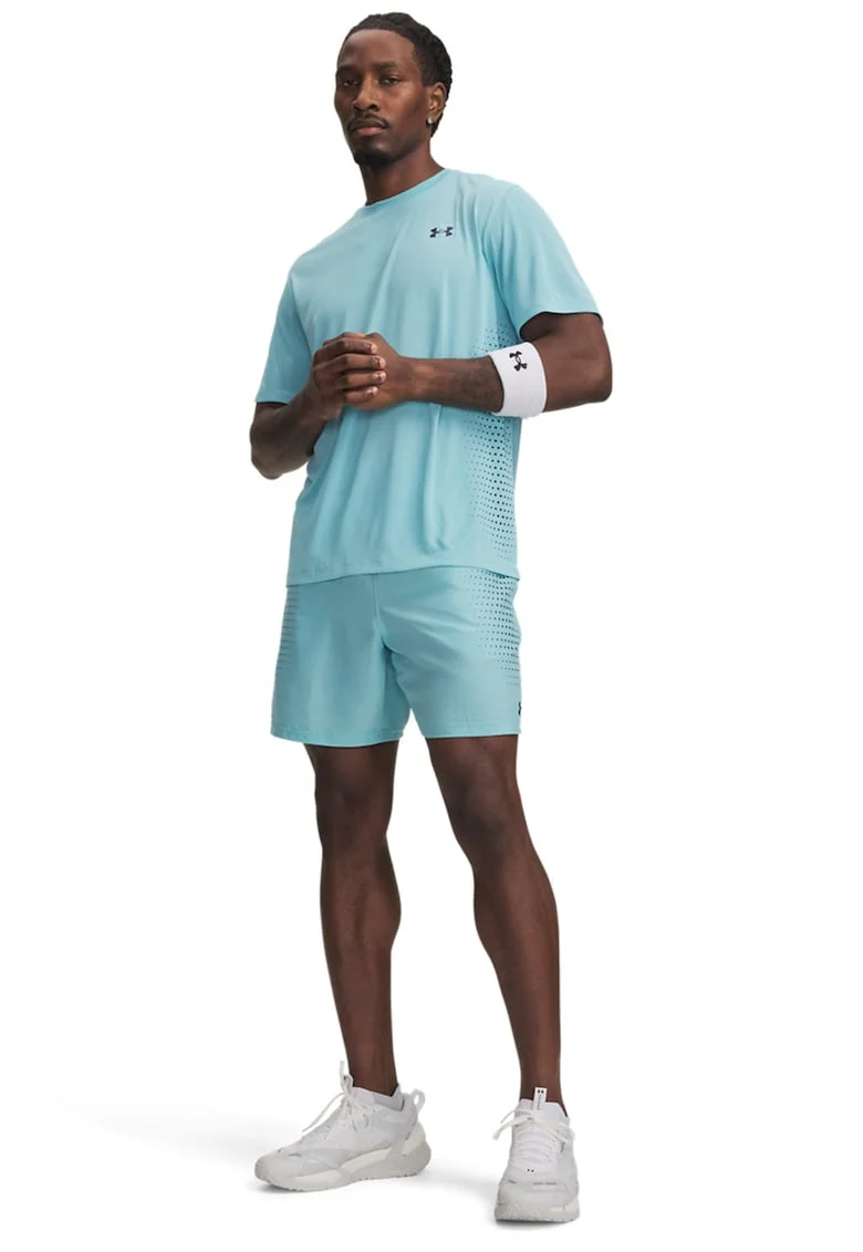 Pantaloni scurti cu talie elastica, pentru fitness Tech Play, Bleumarin