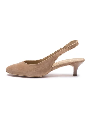 Pantofi slingback cu toc kitten, Maro deschis