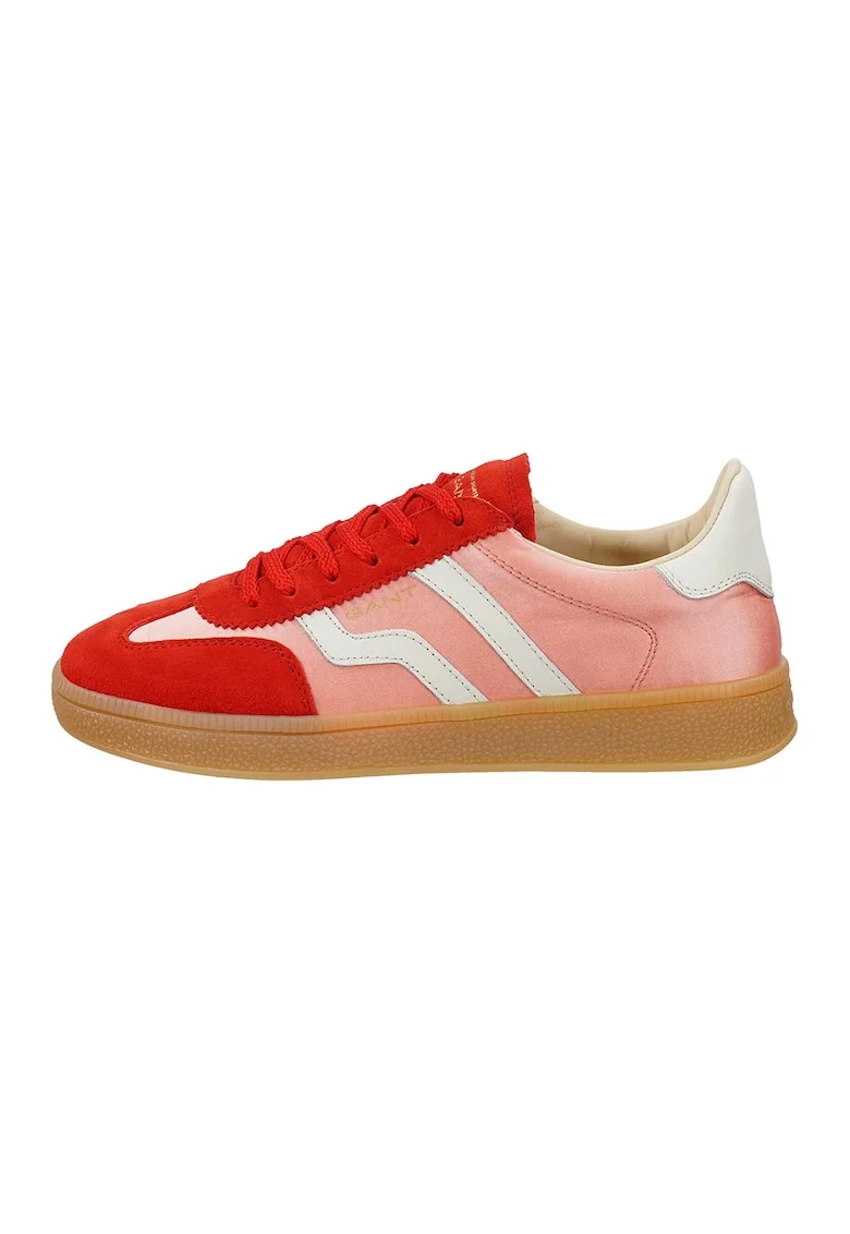 Pantofi sport din material textil cu garnituri din piele intoarsa Cuzima, Alb/Rosu vermillion/Roz