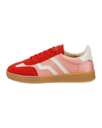 Pantofi sport din material textil cu garnituri din piele intoarsa Cuzima, Alb/Rosu vermillion/Roz