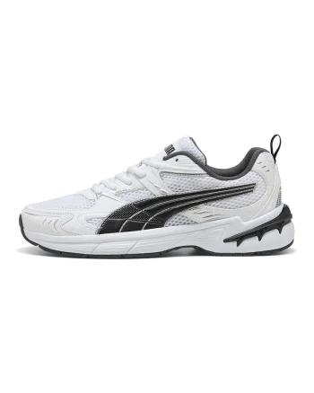 Pantofi sport Milenio Tech 2000 de plasa si piele ecologica, Alb/Negru/Argintiu