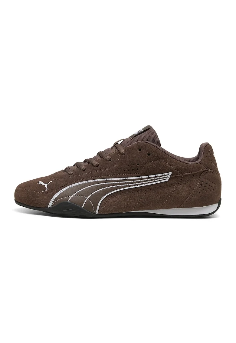 Pantofi sport Catch de piele si piele intoarsa, Alb/Maro inchis