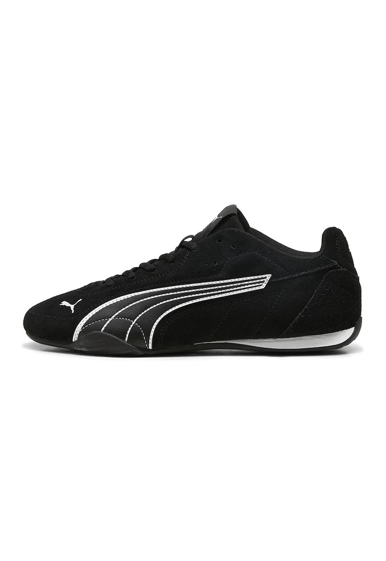 Pantofi sport Catch de piele si piele intoarsa, Negru/Alb optic