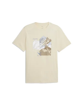 Tricou cu imprimeu logo Mountain, Alb/Maro deschis/Bej deschis