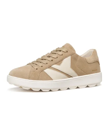 Pantofi sport Spherica din piele intoarsa si piele, Maro deschis/Bej deschis