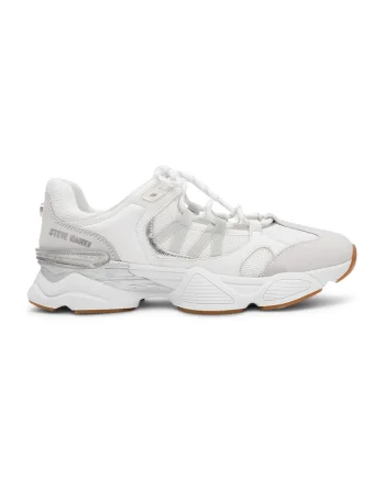 Pantofi sport demi-wedge cu garnituri de piele, Alb/Gri