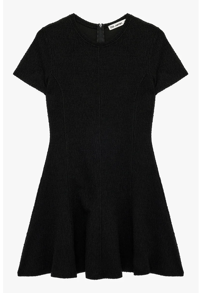 Rochie evazata cu maneci scurte, Negru