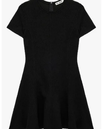 Rochie evazata cu maneci scurte, Negru