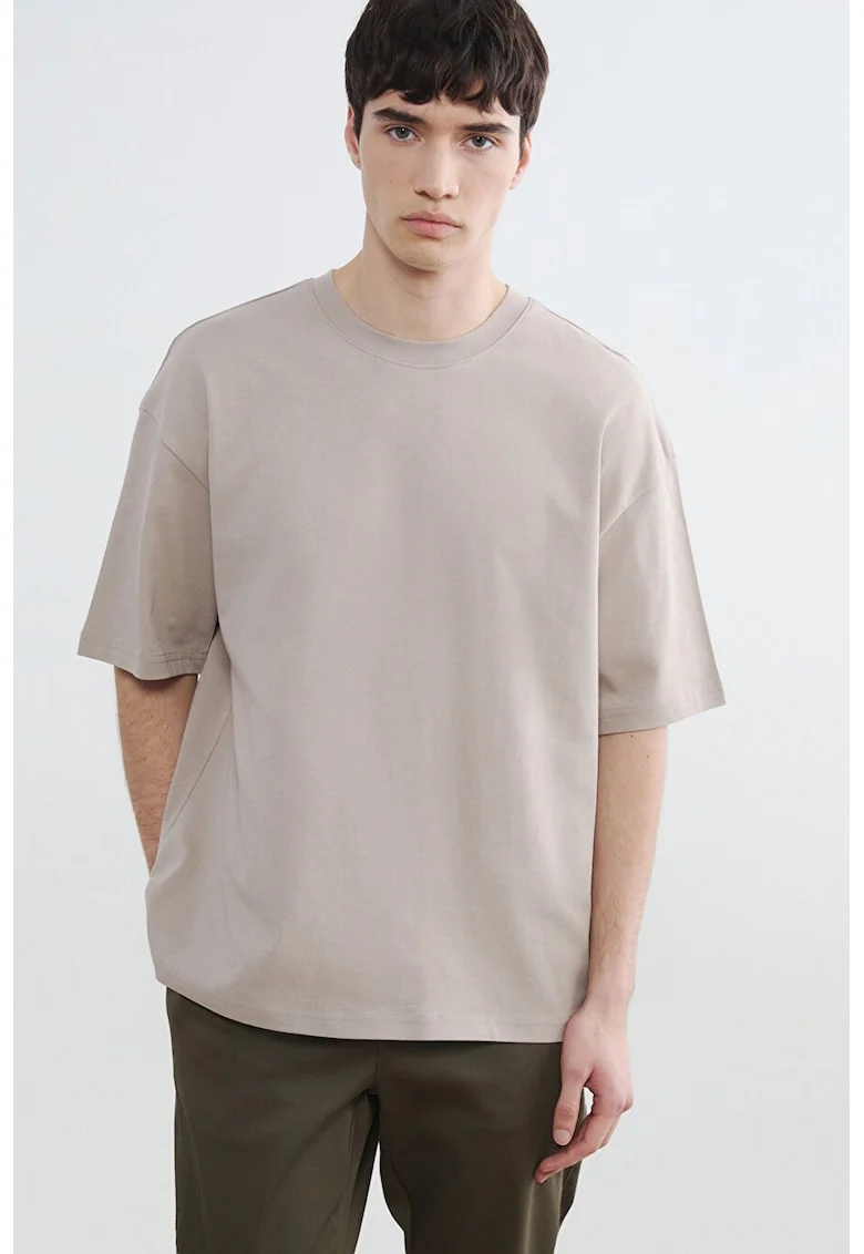 Tricou uni din bumbac, Bej inchis