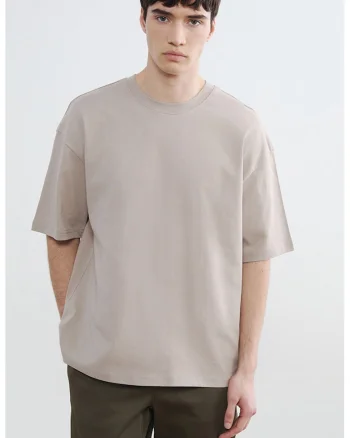 Tricou uni din bumbac, Bej inchis
