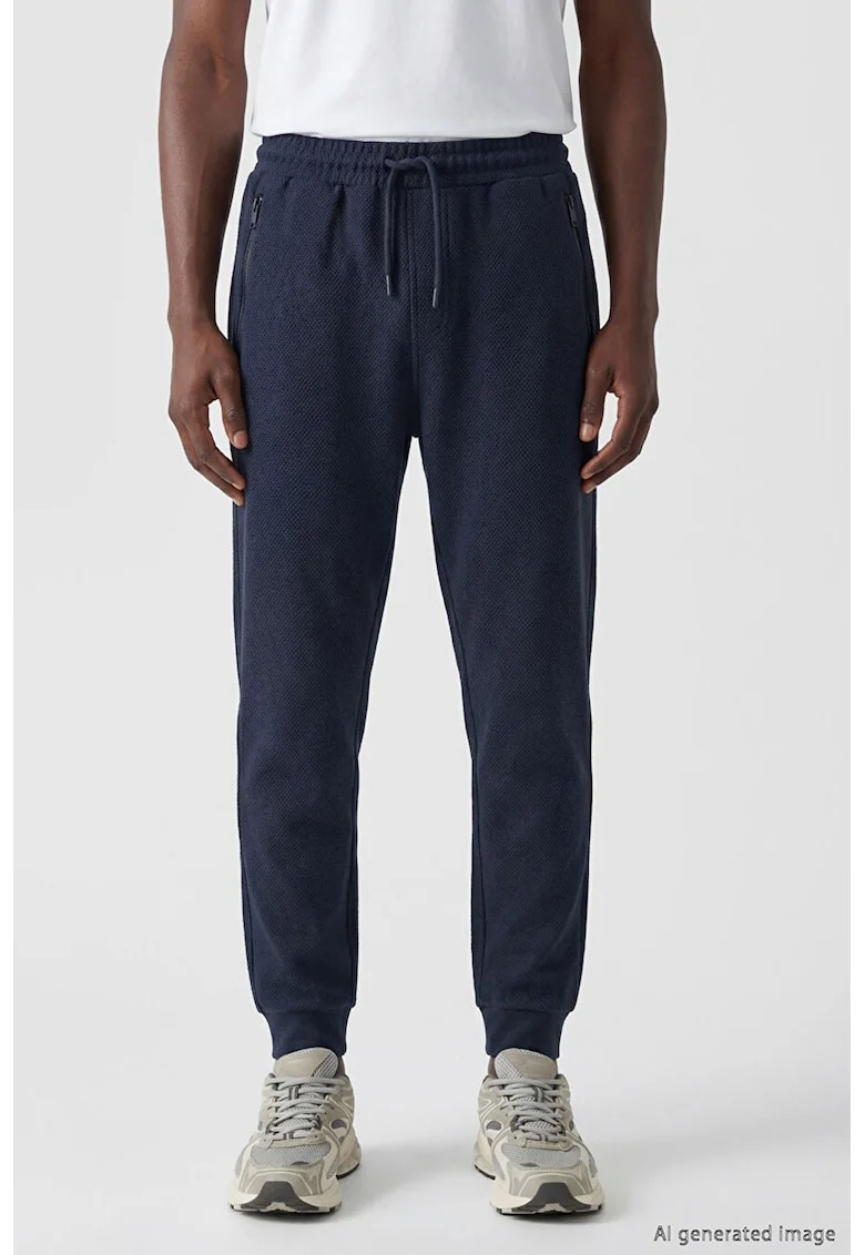 Pantaloni de trening cu buzunare cu fermoar, Bleumarin