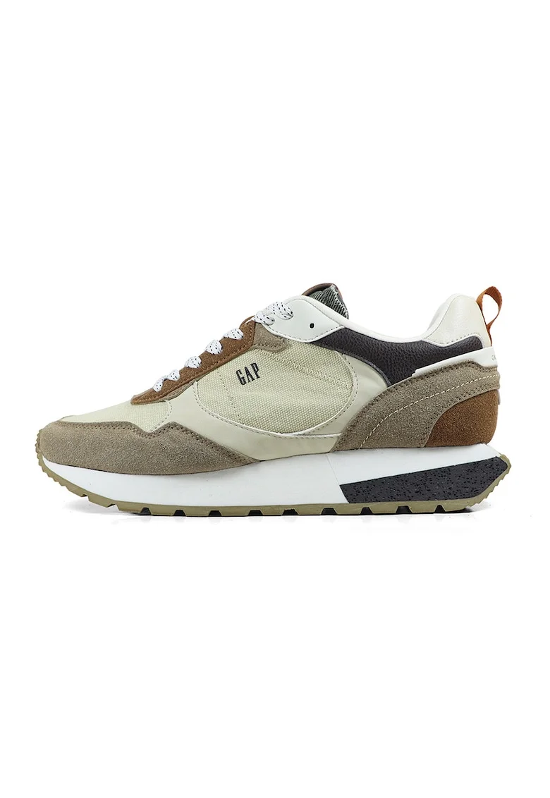 Pantofi sport colorblock, Maro deschis/Crem