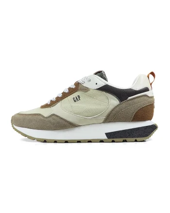 Pantofi sport colorblock, Maro deschis/Crem