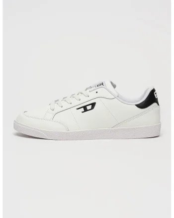 Pantofi sport low-cut Leo din piele cu logo brodat, Alb/Negru