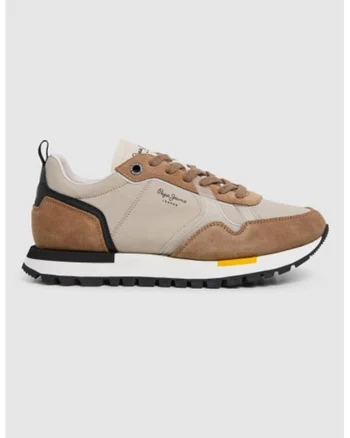 Pantofi sport low-cut uni cu garnituri de piele intoarsa, Negru/Maro deschis/Maro taupe deschis