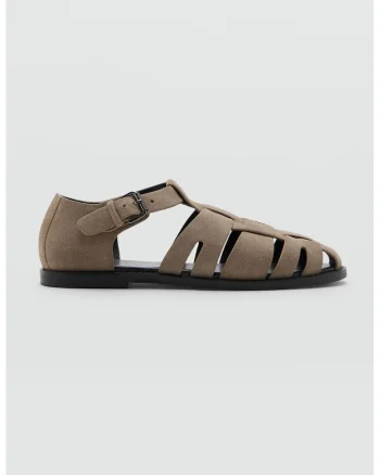 Sandale flatform din piele intoarsa, Maro deschis