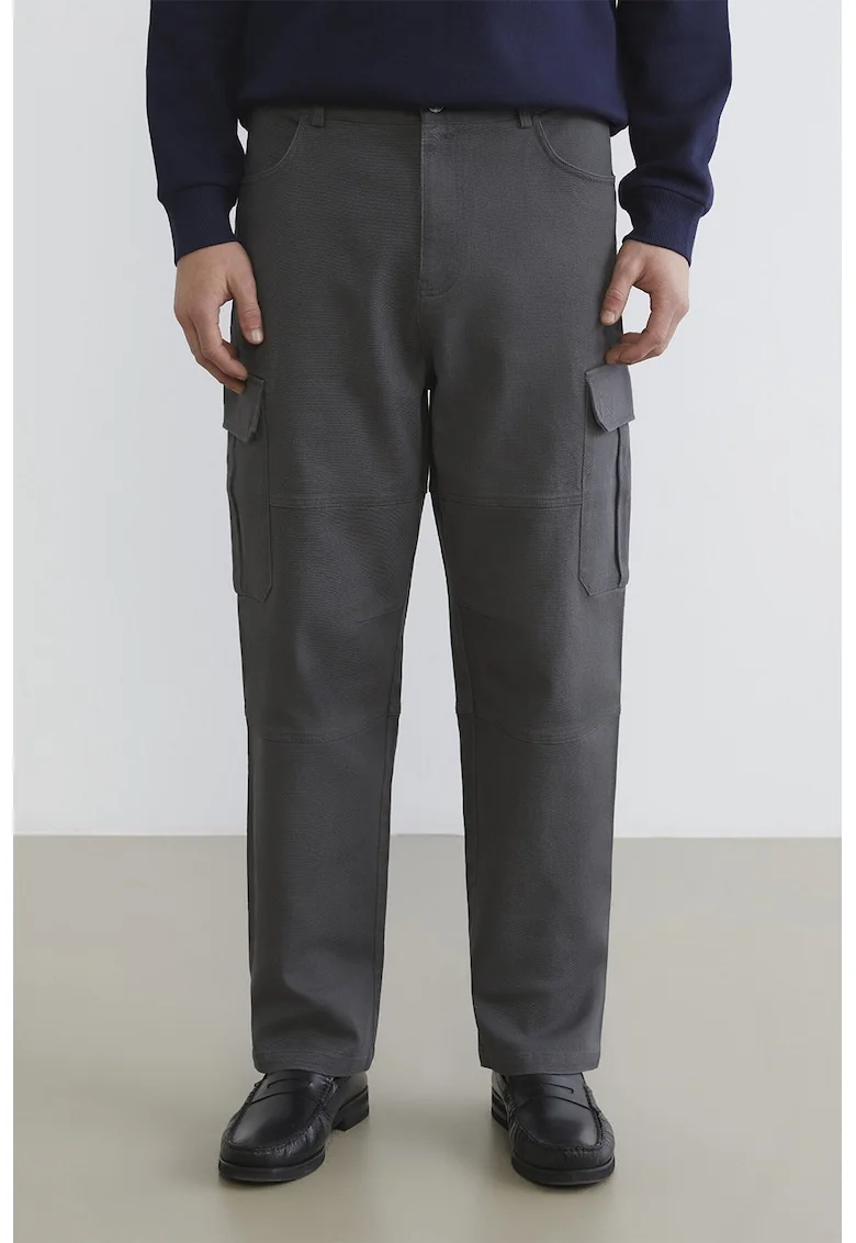 Pantaloni cargo relaxed fit, Gri carbune