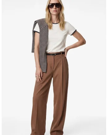 Pantaloni eleganti cu croiala ampla, Maro deschis