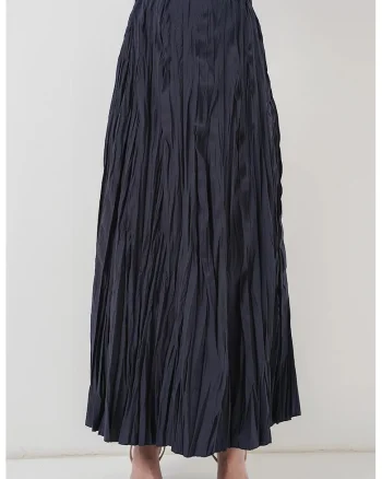 Fusta maxi  texturata, albastru, poliesterdwqfwqd, Bleumarin