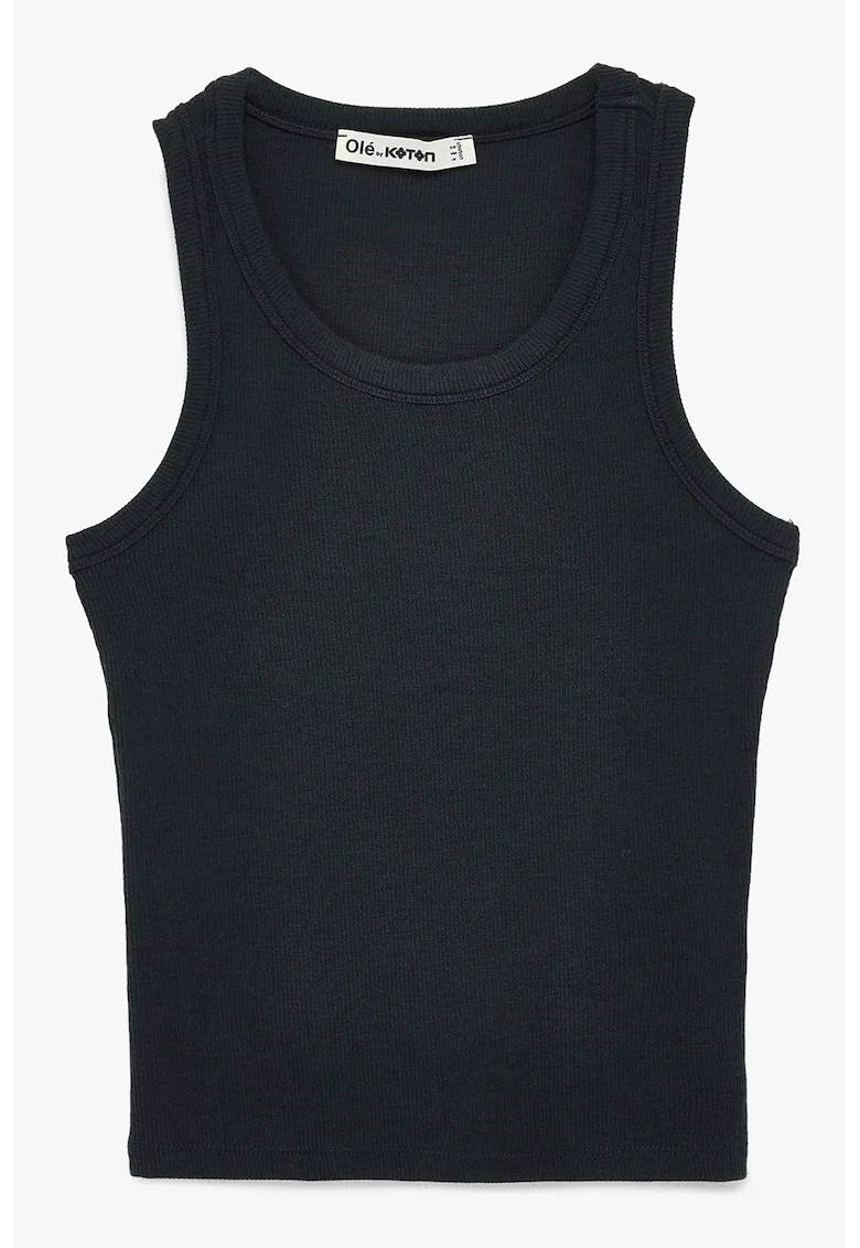 Top slim fit cu model uni, Gri inchis