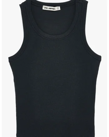 Top slim fit cu model uni, Gri inchis