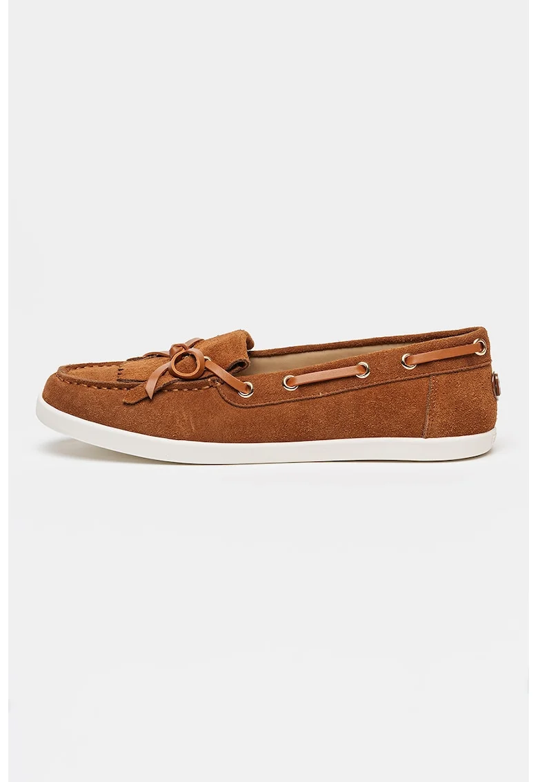 Pantofi boat din piele intoarsa Furlanina, Maro/Maro deschis