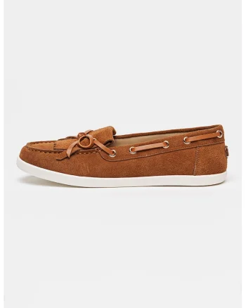 Pantofi boat din piele intoarsa Furlanina, Maro/Maro deschis