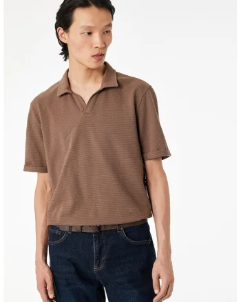 Tricou polo texturat, Maro pamantiu